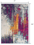 2’ x 18’ Gray and Magenta Abstract Runner Rug