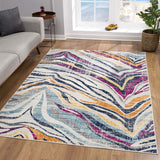 2’ x 10’ Blue and Gold Zebra Pattern Runner Rug