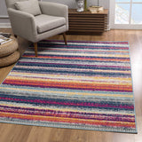 Multicolor Irregular Striped Runner Rug