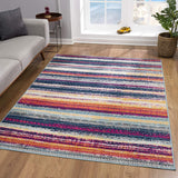 2’ x 10’ Multicolor Irregular Striped Runner Rug