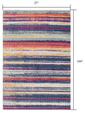 2’ x 12’ Multicolor Irregular Striped Runner Rug