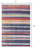 2’ x 18’ Multicolor Irregular Striped Runner Rug