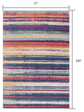 2’ x 20’ Multicolor Irregular Striped Runner Rug