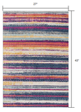 2’ x 4’ Multicolor Irregular Striped Area Rug