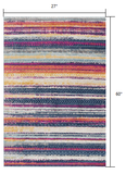 2’ x 5’ Multicolor Irregular Striped Area Rug