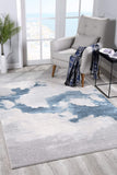 7’ x 10’ Gray and Blue Abstract Clouds Area Rug