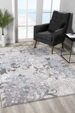 4’ x 6’ Blue and Gray Floral Filigree Area Rug