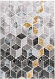 4’ x 6’ Gray and Gold Cubic Block Area Rug