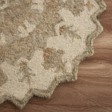 2’ x 4’ Tan Retro Modern Medallion Hearth Rug