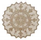 3’ Round Tan Retro Modern Medallion Area Rug