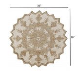 3’ Round Tan Retro Modern Medallion Area Rug