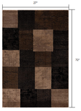 2’ x 6’ Brown Geometric Blocks Area Rug