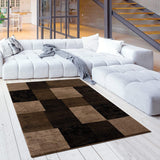 5’ x 8’ Brown Geometric Blocks Area Rug