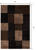 5’ x 8’ Brown Geometric Blocks Area Rug