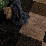 8’ x 11’ Brown Geometric Blocks Area Rug