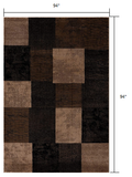 8’ x 8’ Square Brown Geometric Blocks Area Rug