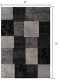 2’ x 6’ Gray Geometric Blocks Area Rug