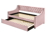 Lianna Transitional Daybed & Trundle Pink Velvet(#108-15) 39380-ACME