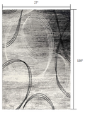 2’ x 10’ Gray Distressed Swirls Runner Rug