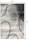 3’ x 5’ Gray Distressed Swirls Area Rug