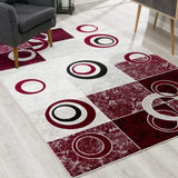 2’ x 12’ Red and White Inverse Circles Runner Rug