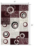 3’ x 8’ Red and White Inverse Circles Runner Rug