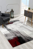 2’ x 12’ Gray and Burgundy Abstract Runner Rug