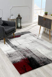 2’ x 5’ Gray and Burgundy Abstract Area Rug