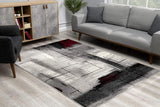 2’ x 5’ Gray and Burgundy Abstract Area Rug