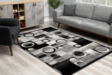 2’ x 5’ Gray Blocks and Rings Area Rug