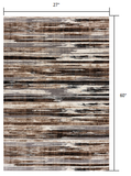 2’ x 5’ Beige Rustic Strokes Area Rug