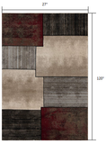 2’ x 10’ Brown Overlapped Blocks Runner Rug