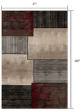 2’ x 15’ Brown Overlapped Blocks Runner Rug