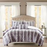Madison Park Zuri Glam/Luxury 100% Polyester Faux Fur Comforter Set MP10-8011