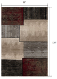 3’ x 10’ Brown Overlapped Blocks Runner Rug