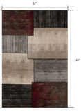 3’ x 12’ Brown Overlapped Blocks Runner Rug