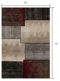 3’ x 6’ Brown Overlapped Blocks Area Rug