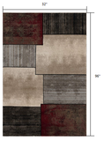 3’ x 8’ Brown Overlapped Blocks Runner Rug