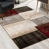 7’ x 9’ Brown Overlapped Blocks Area Rug