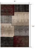 7’ x 9’ Brown Overlapped Blocks Area Rug