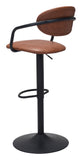 Zuo Modern Kirby 100% Polyurethane, Plywood, Steel Modern Commercial Grade Barstool Vintage Brown, Black 100% Polyurethane, Plywood, Steel