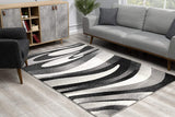 2’ x 12’ Black and Gray Abstract Marble Runner Rug