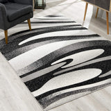 2’ x 8’ Black and Gray Abstract Marble Runner Rug