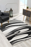 3’ x 10’ Black and Gray Abstract Marble Runner Rug