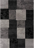 3’ x 3’ Square Gray Geometric Blocks Area Rug