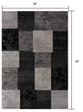 3’ x 3’ Square Gray Geometric Blocks Area Rug