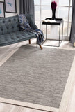 3’ x 10’ Sand and Gray Distressed Border Area Rug