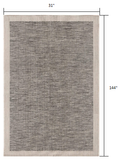 3’ x 12’ Sand and Gray Distressed Border Runner Rug