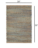 2’ x 3’ Teal and Tan Interwoven Scatter Rug