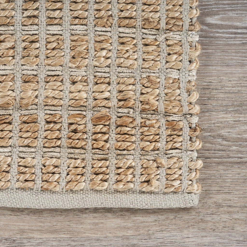 Tan and Gray Detailed Grid Scatter Rug – English Elm